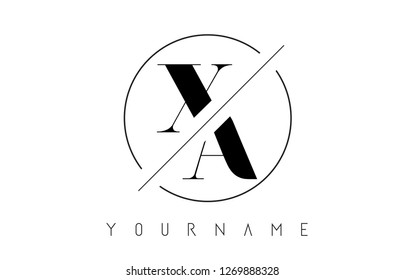 XA Letter Logo with Cutted and Intersected Design and Round Frame Vector Illustration