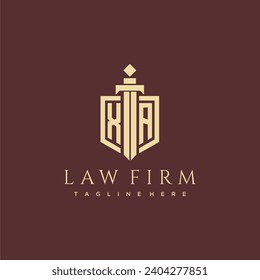 XA letter monogram for law firm with sword and shield logo image