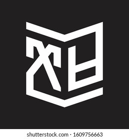 XA Logo Emblem Monogram With Shield Style Design Template Isolated On Black Background