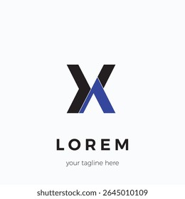 La lettre logo XA est bleue et noire avec un concept qui se chevauche. Il peut également être utilisé pour les logos de société, les sites web, les organisations et les communautés.
