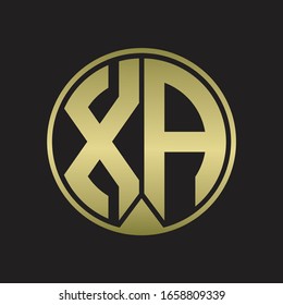 XA Logo monogram circle with piece ribbon style on gold colors