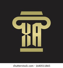 XA Logo monogram with pillar style design template with gold colors