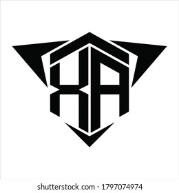 XA Logo monogram with wings arrow around design template on white background