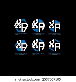 XA minimalist and classic logo set design.XA monogram polygonal and circle shape vector. XA unique design.
