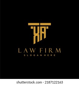 Logotipo inicial del monograma XA para la firma de abogados con diseño de hitos
