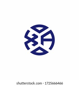XA monogram logo with abstract shapes in modern style design template