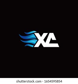 XA monogram logo with blue fire style design template
