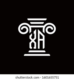 XA monogram logo with pillar style design template