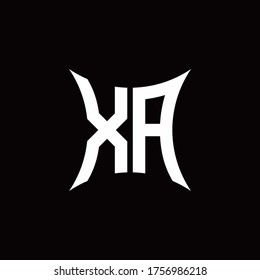 XA monogram logo with sharped shape design template isolated on black background