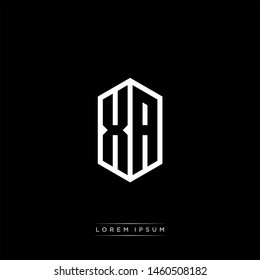 XA X A Logo Line Monogram with Negative Space with Black and White Colors