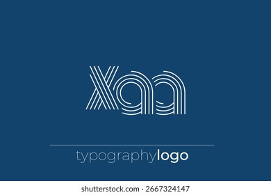 Logotipo moderno da tipografia geométrica XAA. Composição moderna e elegante com uma ilustração de logotipo de tipografia monocromática projetada com linhas intrincadas.