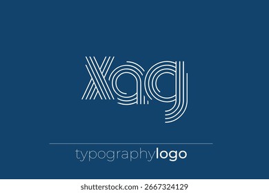 Logotipo de tipografía geométrica moderna XAG. Composición moderna y elegante con una ilustración de logotipo de tipografía monocromática diseñada con líneas intrincadas.