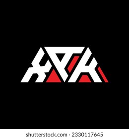 XAK triangle letter logo design with triangle shape. XAK triangle logo design monogram. XAK triangle vector logo template with red color. XAK triangular logo Simple, Elegant, and Luxurious design.