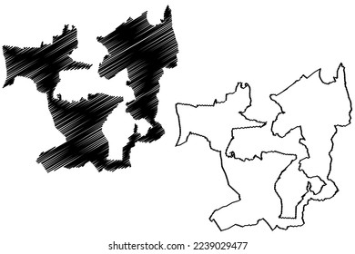 Xalpatlahuac municipality (Free and Sovereign State of Guerrero, Mexico, United Mexican States) map vector illustration, scribble sketch Xalpatlahuac map