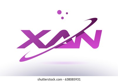 xan x a n  alphabet letter logo combination purple pink creative text dots company vector icon design template