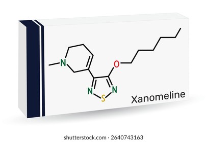 Xanomeline molecule. M1 and M4 muscarinic receptor agonist studied for treatment of Alzheimer's disease, schizophrenia. Paper packaging for drugs