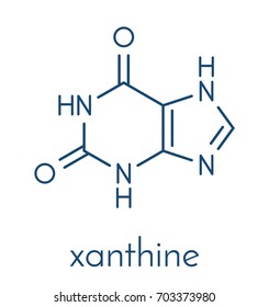 Xanthine purine base molecule. Skeletal formula.