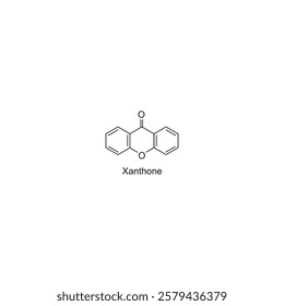 Xanthone skeletal structure.Heterocyclic Compound compound schematic illustration. Simple diagram, chemical structure.