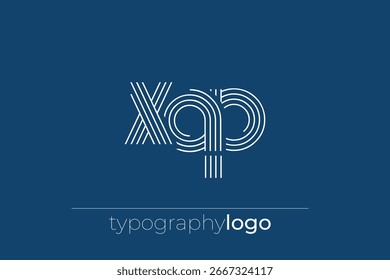 Logotipo de tipografía geométrica moderna XAP. Composición moderna y elegante con una ilustración de logotipo de tipografía monocromática diseñada con líneas intrincadas.