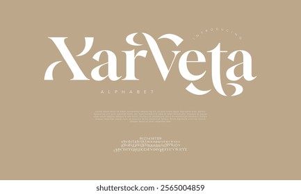 Xarveta typography beauty fashion elegant minimalist serif italic fonts decorative wedding vintage retro logos. Minimal luxury font alphabet logo. Vector illustration