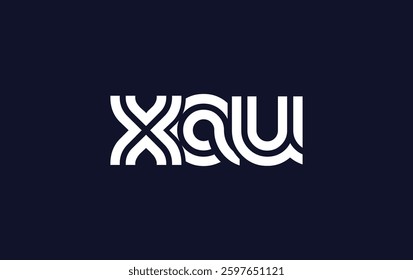 XAU Creative Unique Modern Letter Logo Design. Stylized logo featuring a unique letter design, presenting abstract minimalist aesthetics and modern appeal.