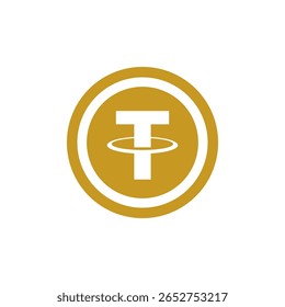XAUt, logotipo de diseño de icono de token dorado Tether