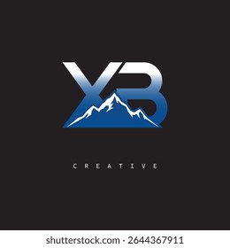  XB Creative Mountain Logo Bold Gradient Letter mark Branding Design for Business Outdoor Brands