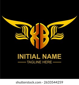 XB Golden Wing Emblem Logo with elegant gold wings, sleek and modern design. Ideal for branding, creative projects, luxury businesses, or artistic ventures.