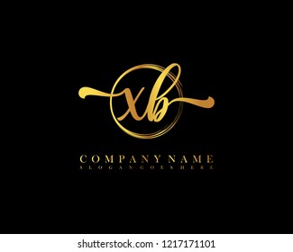 XB initial handwriting logo circle template vector
