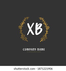 XB Initial handwriting and signature logo design with circle. Beautiful design handwritten logo for fashion, team, wedding, luxury logo.