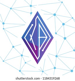 XB Initial letter block chain logo icon vector template. Looping mono line circuit letter on rhombus cube logo