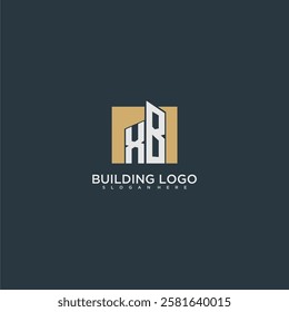 XB initial letter building logo for real estate with square design