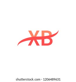 XB Initial Letters Logo Design with Swoosh Illustration Template in Red Color Concept