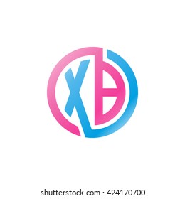 XB initial letters looping linked circle logo pink blue