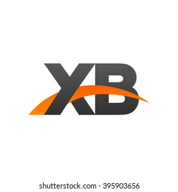 XB initial overlapping swoosh letter logo black orange
