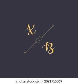 XB Initials letter alphabet watercolor logo branding set collection, Feminine logotype template in elegant artistic style. Feminine luxury logo design template.