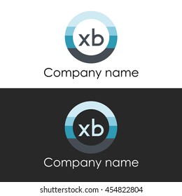 XB letter circle shape icon logo white blue