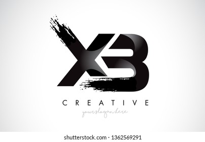 XB Letter Design with Brush Stroke and Modern 3D Look Vector Illustration.