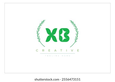 XB letters eco logo with leaf. Fresh nature and healthy leaf logo design.