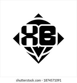 XB Logo monogram with circle shape and square rotate rounded design template on white background