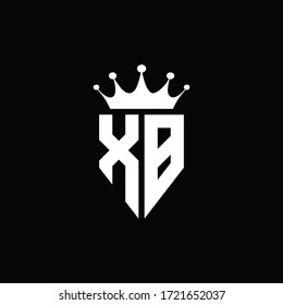 Estilo de emblema monograma del logotipo XB con plantilla de diseño de forma de corona
