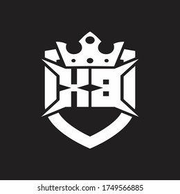 Monograma de logotipo XB aislado con plantilla de diseño de escudos y coronas