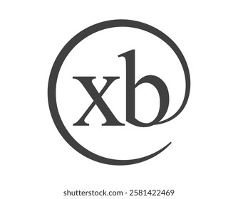 XB logo from two letter with circle shape email sign style. X and B round logotype of business company for brand identity.
