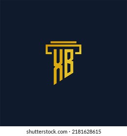 Logotipo inicial de monograma XB para la firma de abogados con diseño de hitos