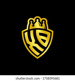 XB monogram logo with shield and crown style design template isolated on black background