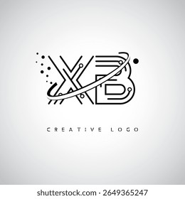 XB Orbit Monogram Logo – Futuristic Minimal Letter mark with Circular Line Art, Tech-Inspired Dots and Space Motion Concept for Modern Branding Identity