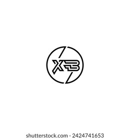 XB simple outline concept logo and circle of initial design black and white background
