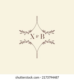 Cartas con el logotipo inicial de la boda XB en un diseño profesional de alta calidad que se imprimirán en cualquier medio impreso
