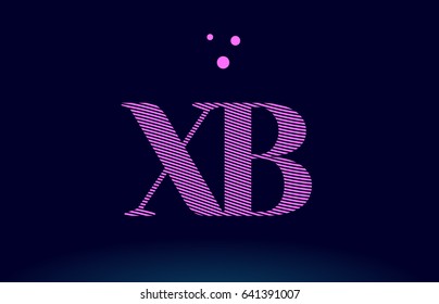 xb x b alphabet letter logo pink line stripes magenta purple blue font creative text dots company vector icon design template