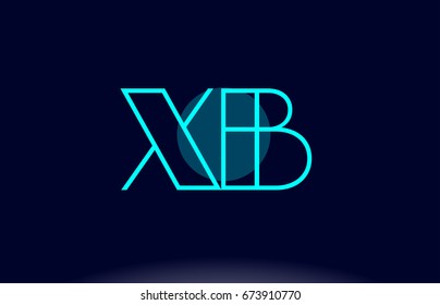 xb x b blue line circle letter logo alphabet creative company vector icon design template